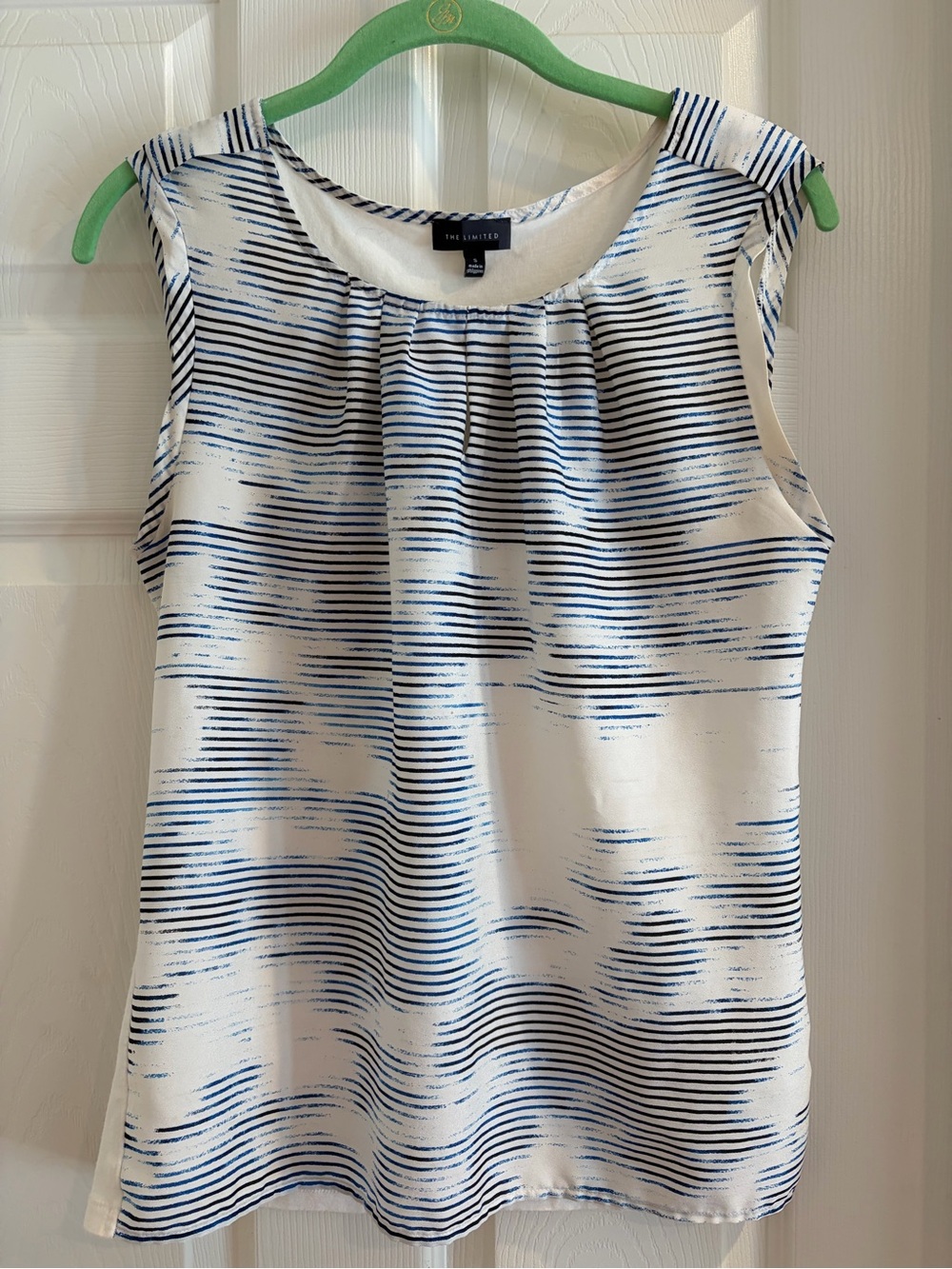 The Limited Cream and Navy Brushstroke Sleeveless Top-Small